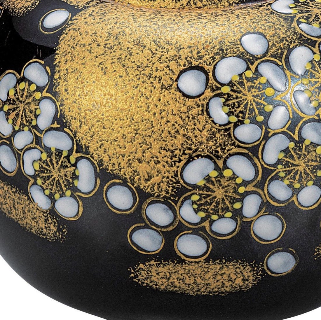 Japanese Incense Burner, Kutani Ware Gold Plum Moon Porcelain Koro, Tea Room Decor — view 5