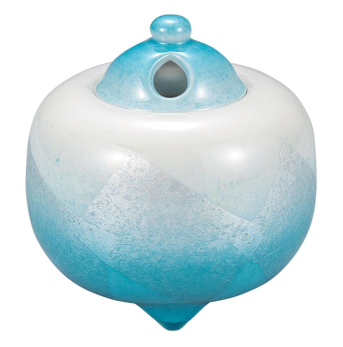 Japanese Incense Burner, Kutani Ware Silver Porcelain Koro, Zen Tea Room Decor — view 7