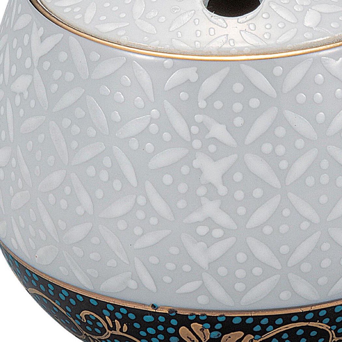 Japanese Incense Burner, Kutani Ware White Shippo Porcelain Koro, Tea Room Decor — view 5