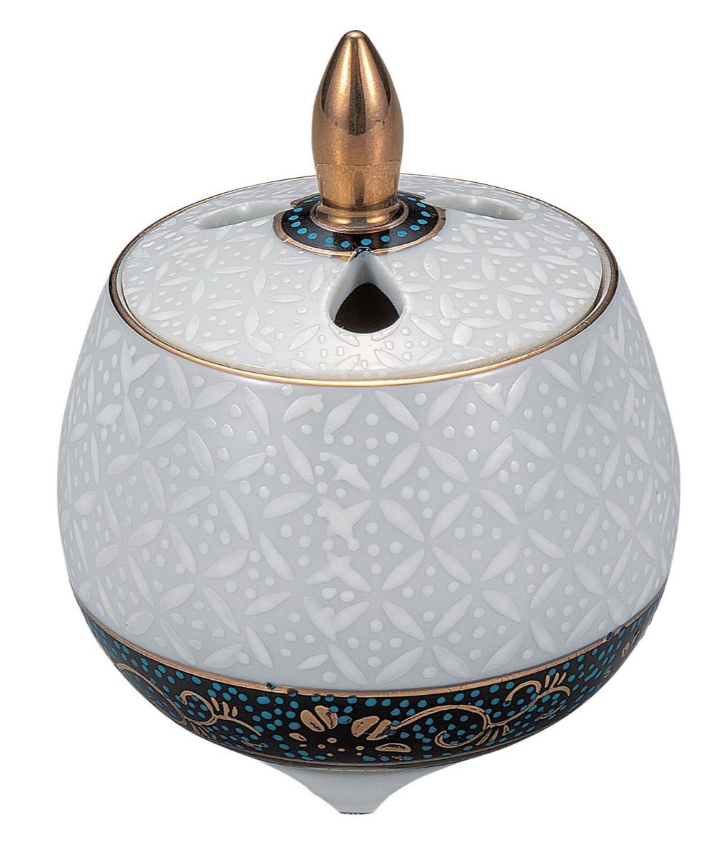 Japanese Incense Burner, Kutani Ware White Shippo Porcelain Koro, Tea Room Decor — view 7