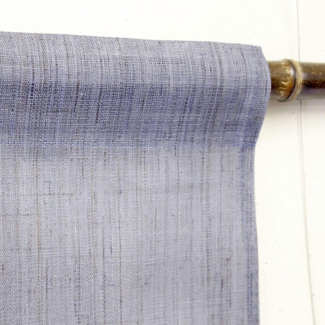 Japanese Linen Noren Curtain, Clematis Wisteria Motif, Hand-Dyed Blue, 33.1 x 47.2 in — view 6