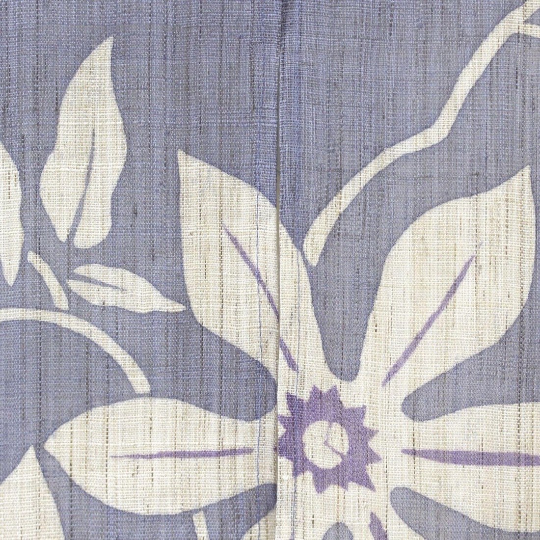 Japanese Linen Noren Curtain, Clematis Wisteria Motif, Hand-Dyed Blue, 33.1 x 47.2 in — view 7