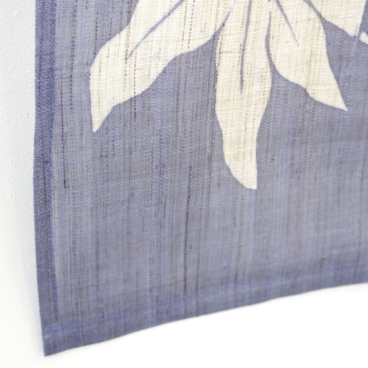 Japanese Linen Noren Curtain, Clematis Wisteria Motif, Hand-Dyed Blue, 33.1 x 47.2 in — view 8