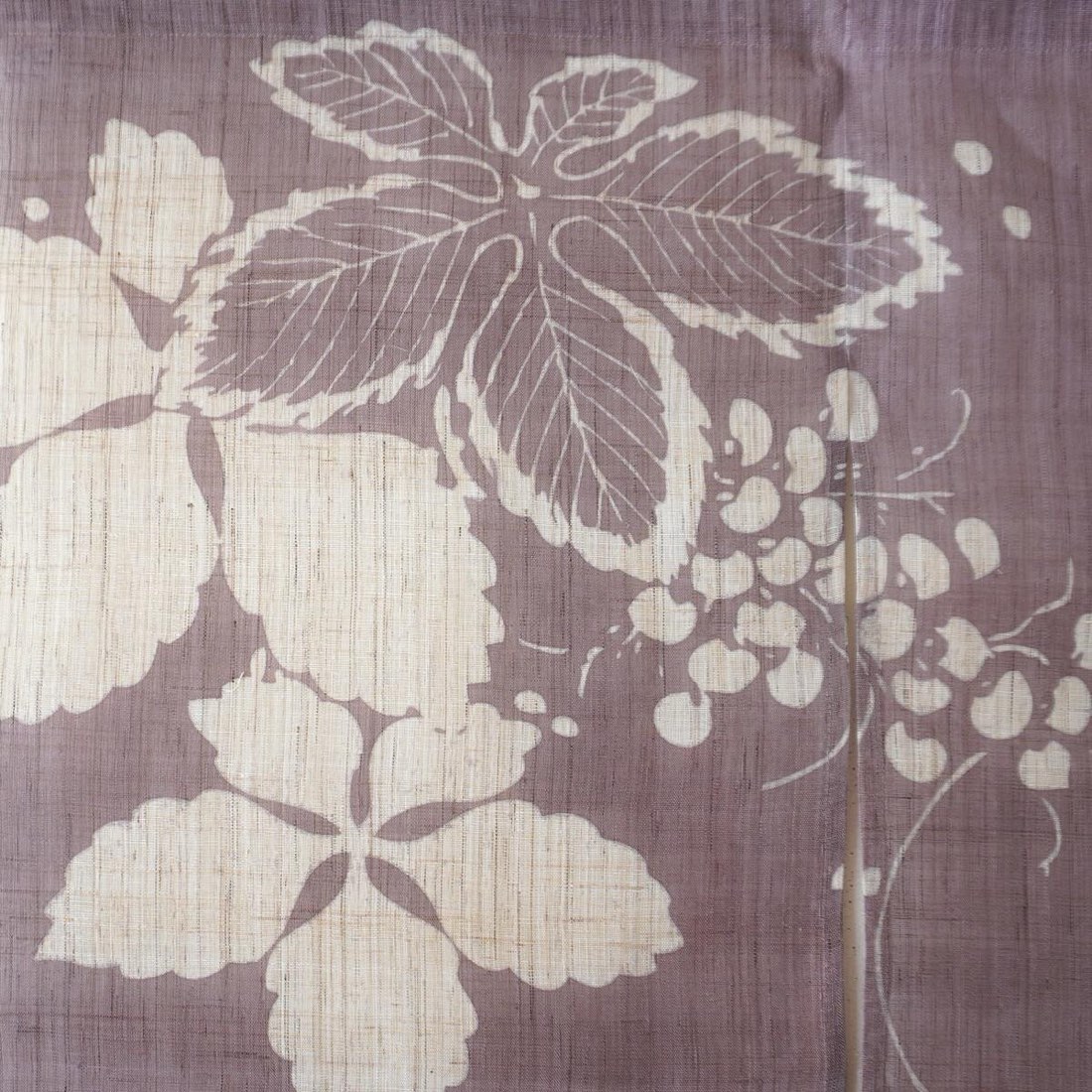 Japanese Linen Noren Curtain, Grape Butterfly Motif, Shiso Gray, 33.1 x 47.2 in — view 6