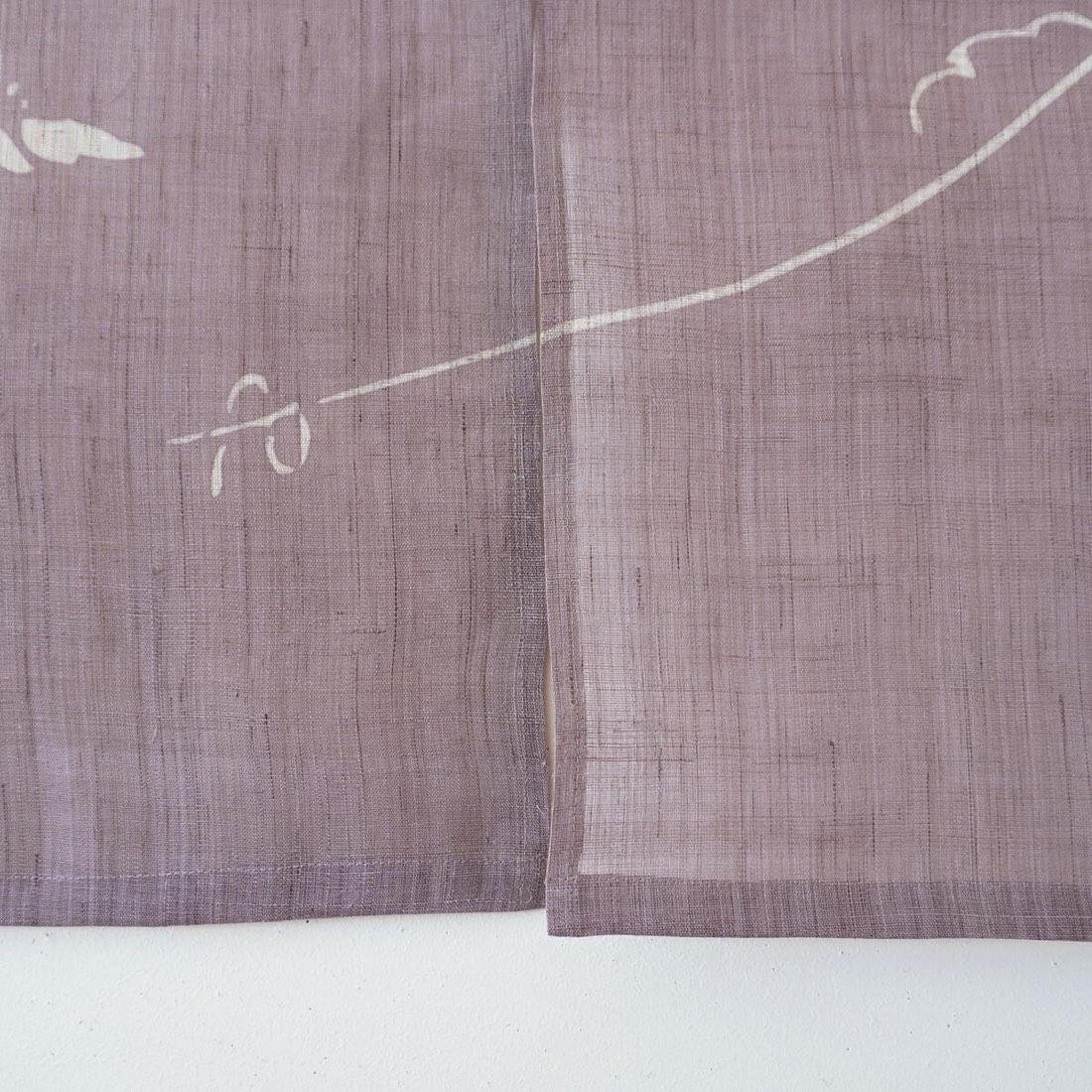 Japanese Linen Noren Curtain, Grape Butterfly Motif, Shiso Gray, 33.1 x 47.2 in — view 8