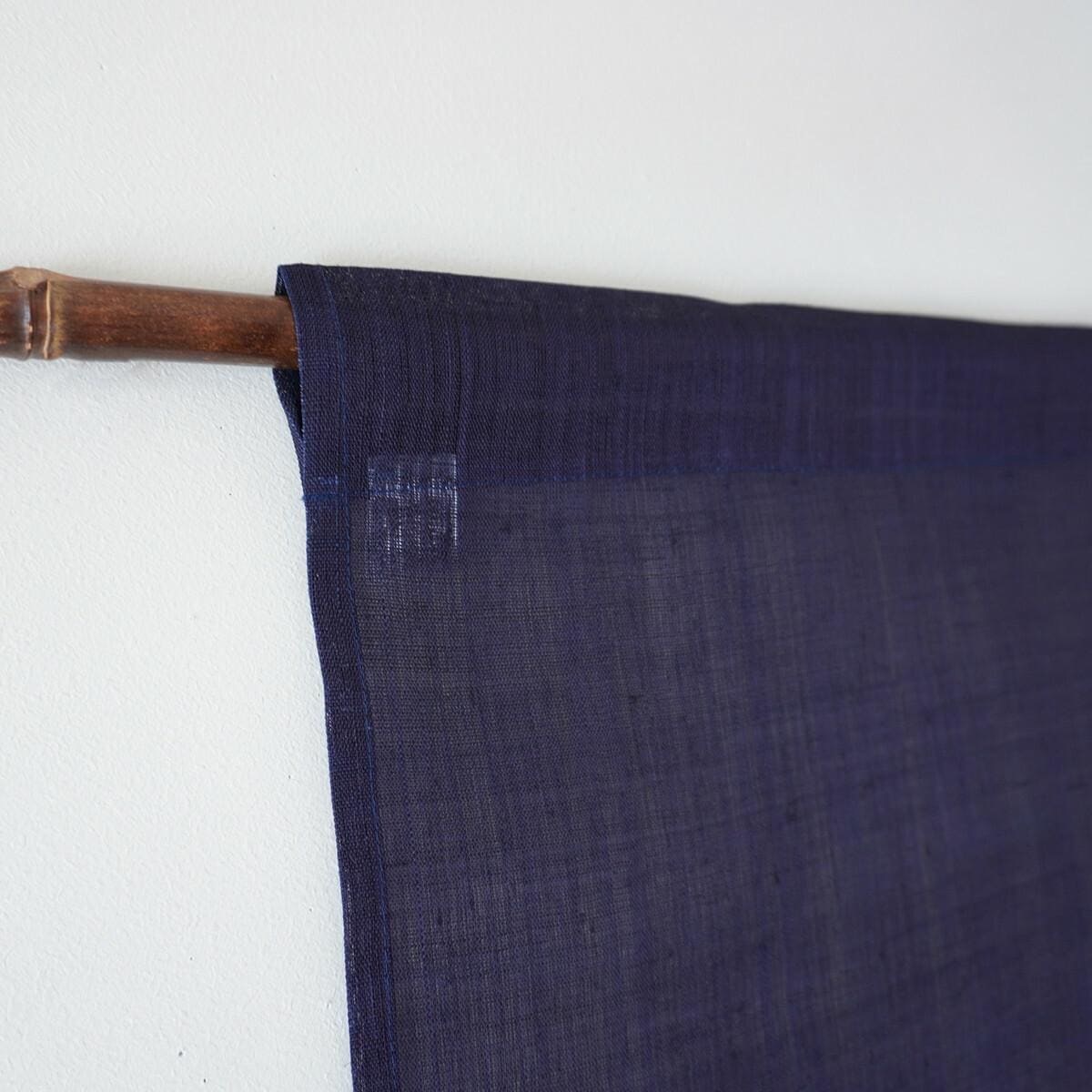 Japanese Linen Noren Curtain, Indigo Cat Motif, Taisho-era Design, 33.1 x 47.2 in — view 5