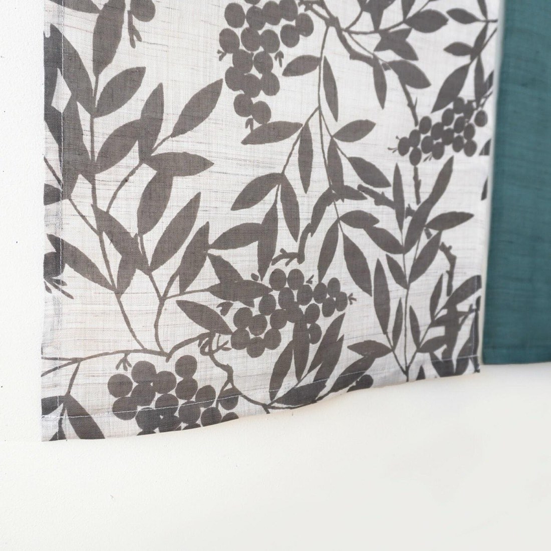 Japanese Linen Noren Curtain, Nanten Motif, Mountain Indigo, 33.1 x 59.1 in — view 8