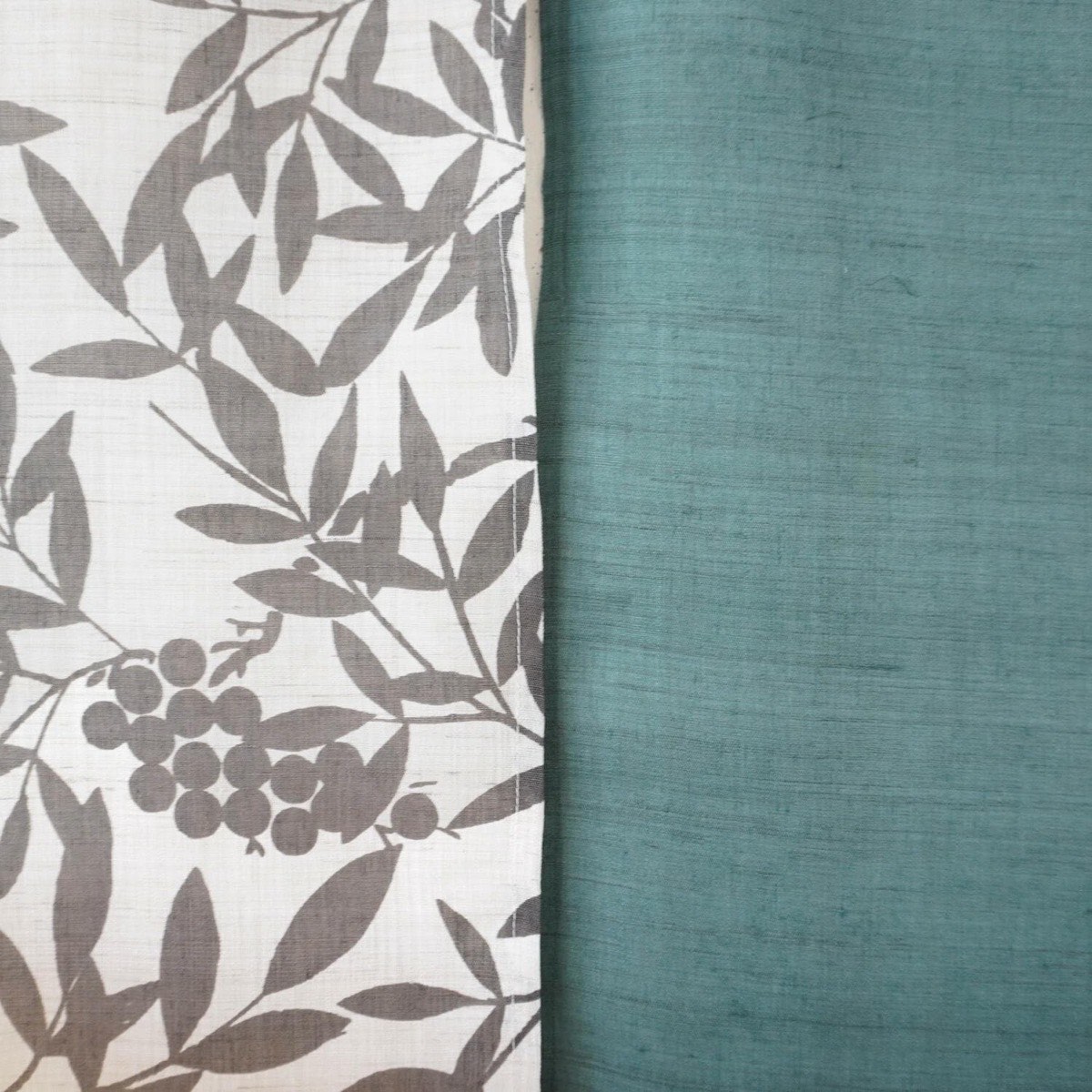 Japanese Linen Noren Curtain, Nanten Motif, Mountain Indigo, 33.1 x 59.1 in — view 9