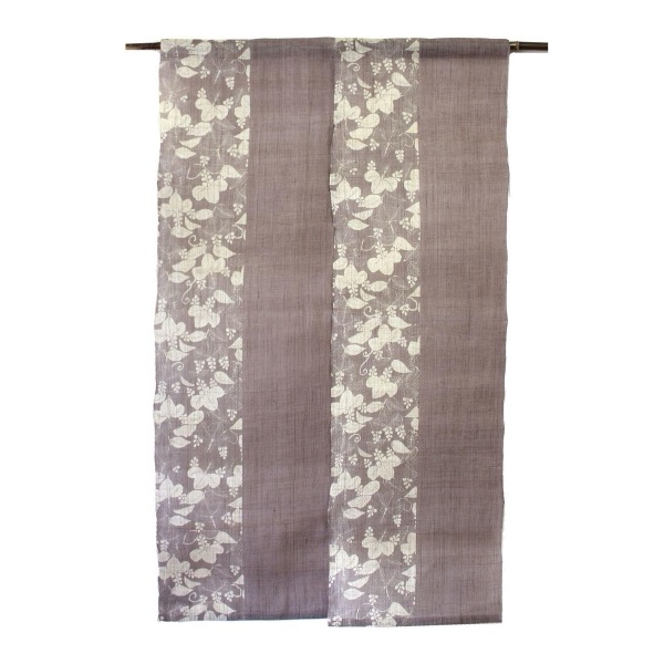 Japanese Linen Noren Curtain, Paulownia Pattern, Shiso Gray, 100% Linen, Made in Japan
