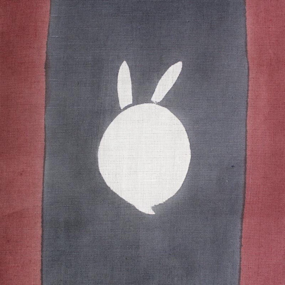 Japanese Linen Noren Curtain, Rabbit Motif, Deep Crimson, Ibira Weave Home Decor — view 8