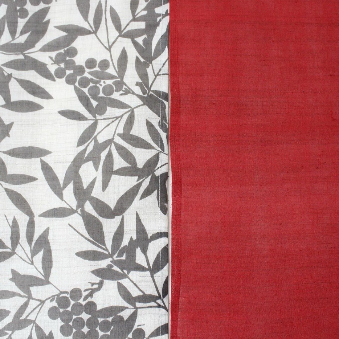 Japanese Linen Noren Curtain, Red Nanten Motif, Handwoven Iono Fabric, 33.1 x 59.1 in — view 7
