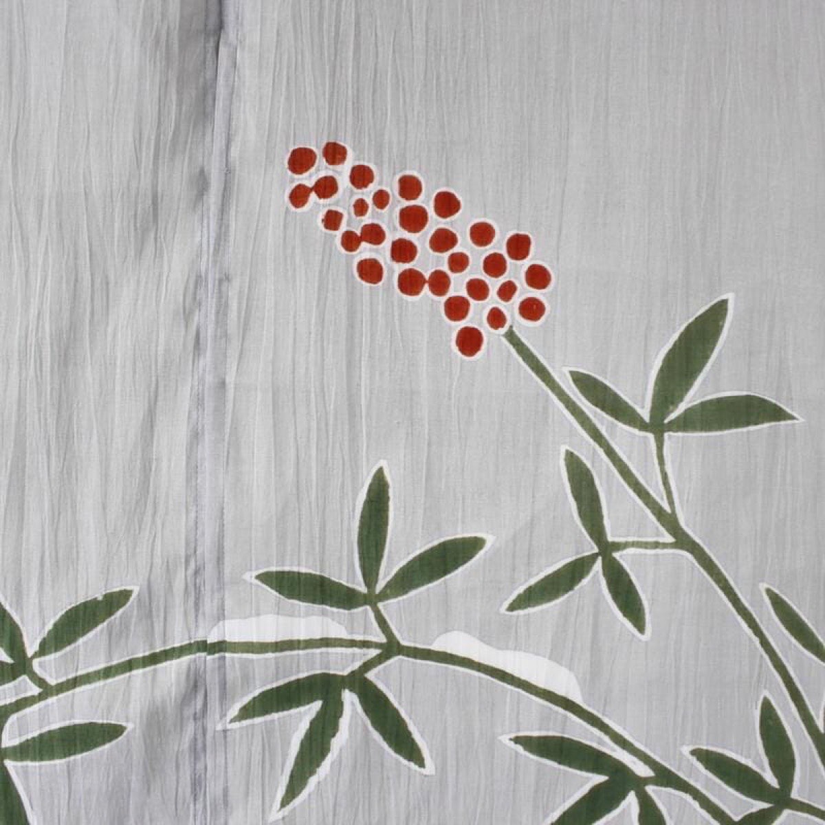Japanese Linen Noren Curtain, Snow Rabbit Motif, Pine Soot Gray, Chijimi Cloth — view 6