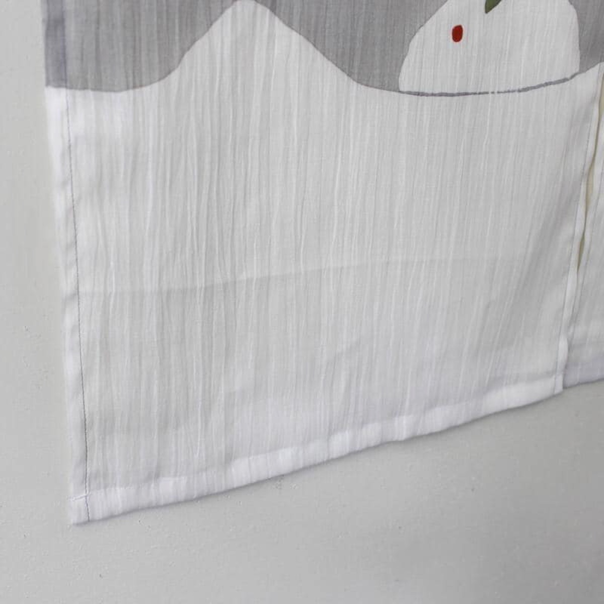 Japanese Linen Noren Curtain, Snow Rabbit Motif, Pine Soot Gray, Chijimi Cloth — view 8