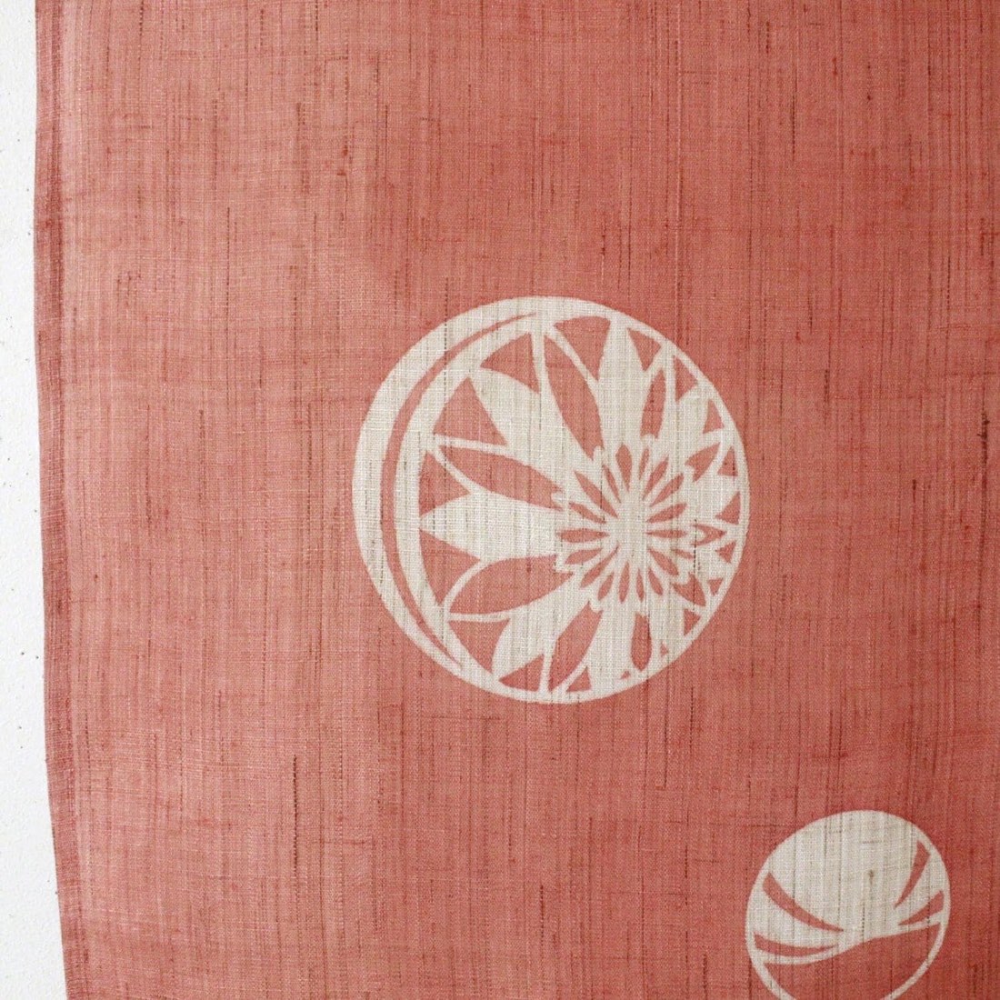 Japanese Linen Noren Curtain, Temari Motif, Vermilion (33.1 x 47.2 in) — view 6