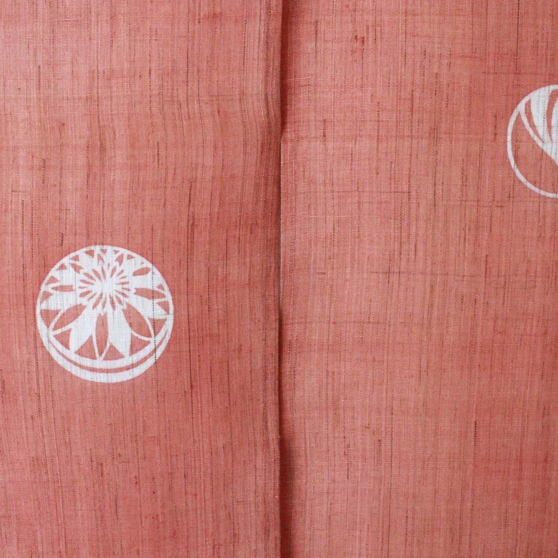Japanese Linen Noren Curtain, Temari Motif, Vermilion (33.1 x 47.2 in) — view 7