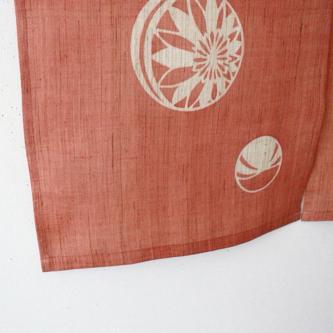 Japanese Linen Noren Curtain, Temari Motif, Vermilion (33.1 x 47.2 in) — view 8