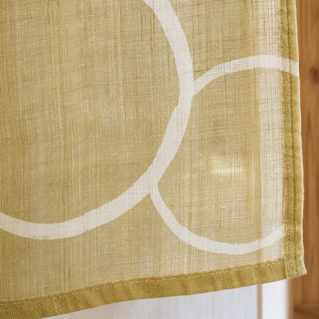 Japanese Linen Noren Curtain, Wa Circle Pattern, Rapeseed Yellow, 33.1 x 47.2 in — view 9