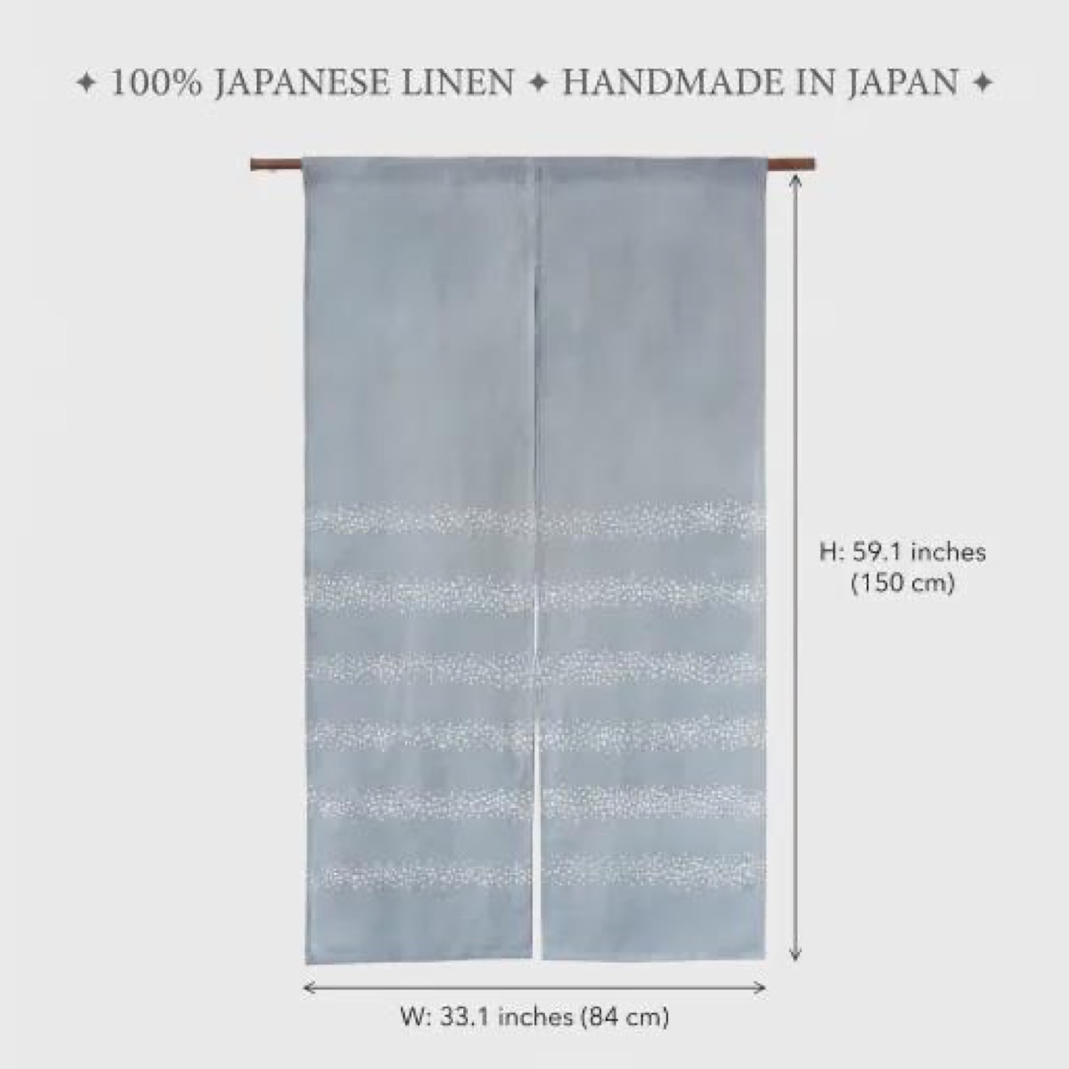 Japanese Linen Noren Door Curtain, Blue Gray Stripe Komon, 33.1 x 59.1 in — view 4