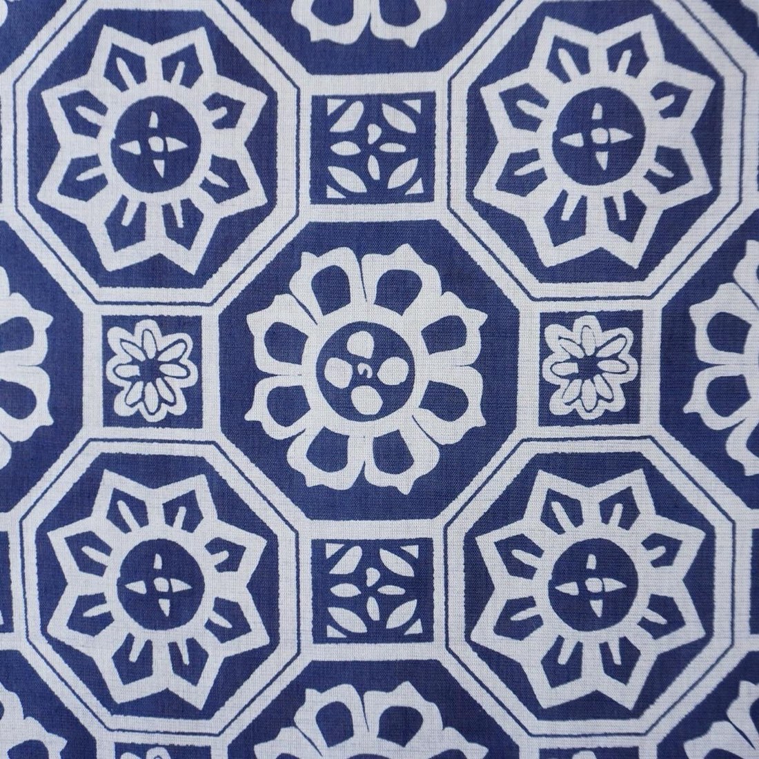 Japanese Linen Noren Door Curtain, Indigo Geometric Pattern, 33.1 x 59.1 in — view 6