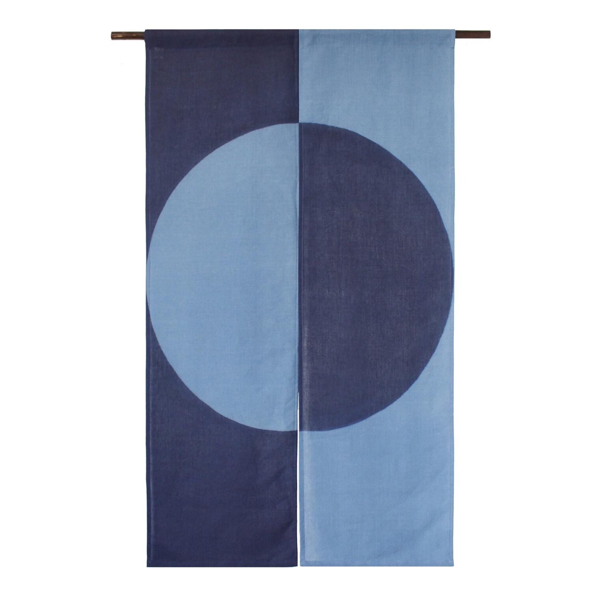 Japanese Linen Noren Door Curtain, Indigo Gradient Circle Motif, 33.1 x 59.1 in