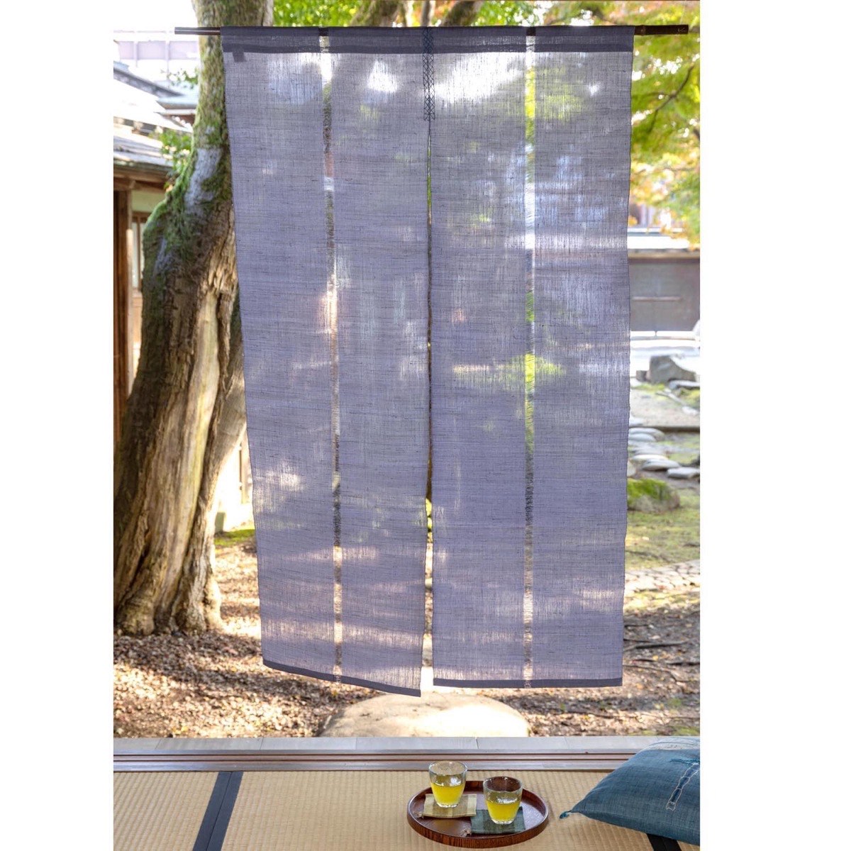 Japanese Linen Noren Door Curtain, Iono Weave, Rapeseed Yellow (90 x 150 cm) — view 3