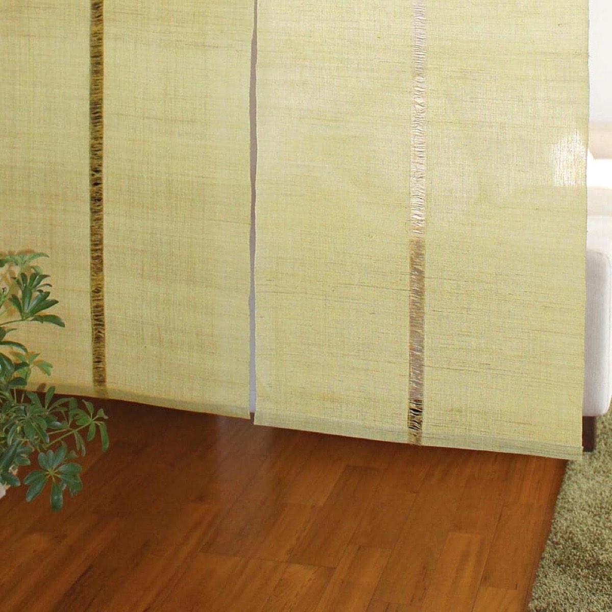 Japanese Linen Noren Door Curtain, Iono Weave, Rapeseed Yellow (90 x 150 cm) — view 7