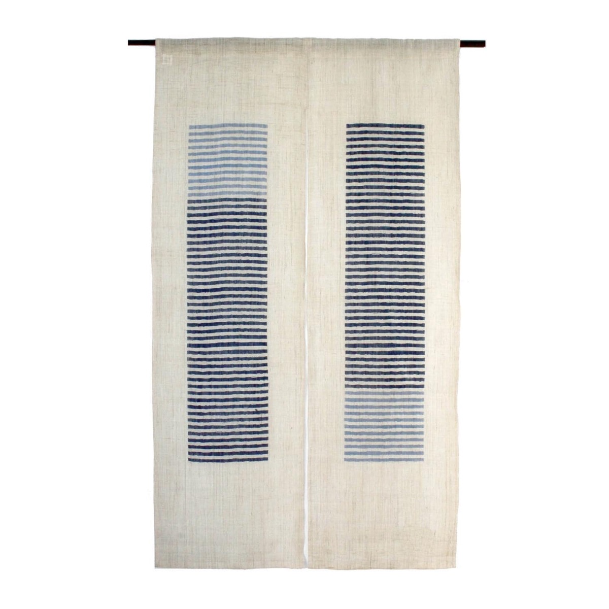 Japanese Linen Noren Door Curtain, Modern Indigo Stripe Design, 33.1 x 59.1 in