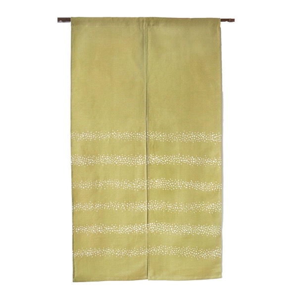 Japanese Linen Noren Door Curtain, Rapeseed Yellow Stripe Komon, 33.1 x 59.1 in