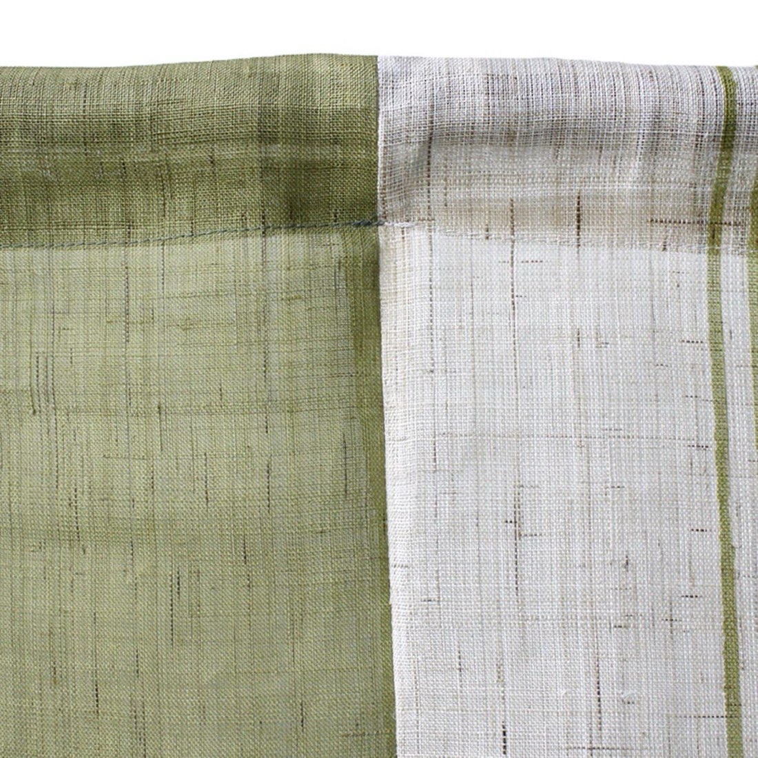 Japanese Linen Noren Door Curtain, Rikyu Green, Thirteen-Line Pattern, 34.6 x 59.1 in — view 4
