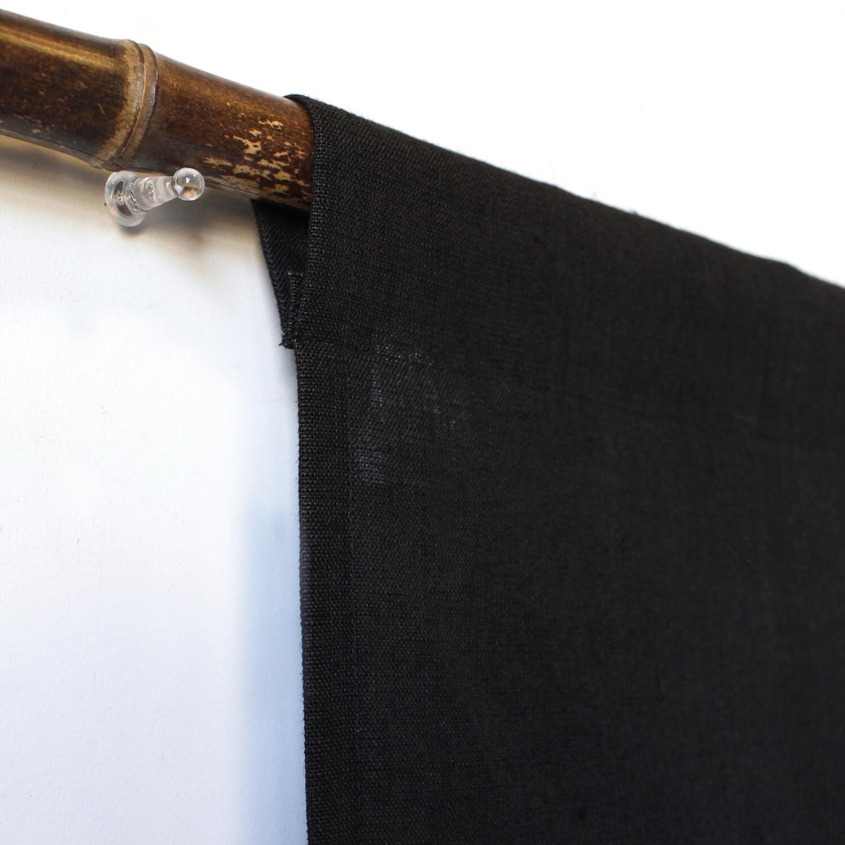 Japanese Linen Noren Door Curtain, Square Motif, Pine Soot Gradient (33.1 x 59.1 in) — view 4