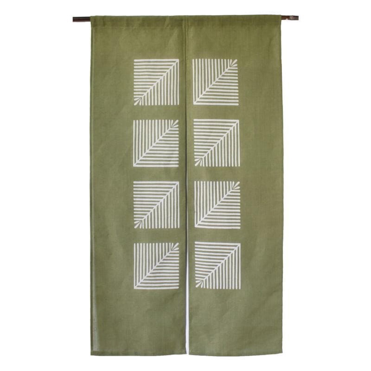 Japanese Linen Noren Door Curtain, Young Pine Motif, Rikyu Green (Made in Japan)