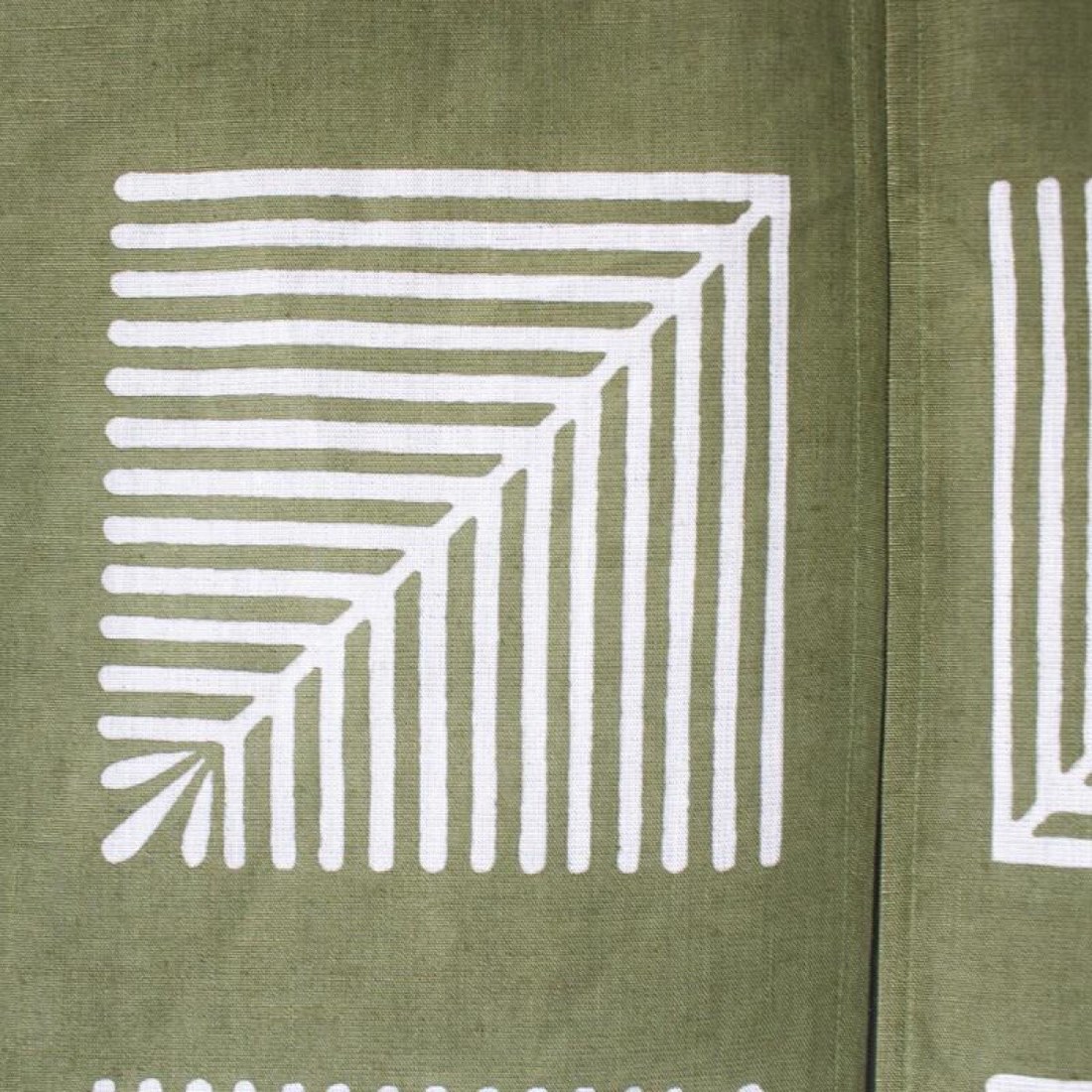 Japanese Linen Noren Door Curtain, Young Pine Motif, Rikyu Green (Made in Japan) — view 6