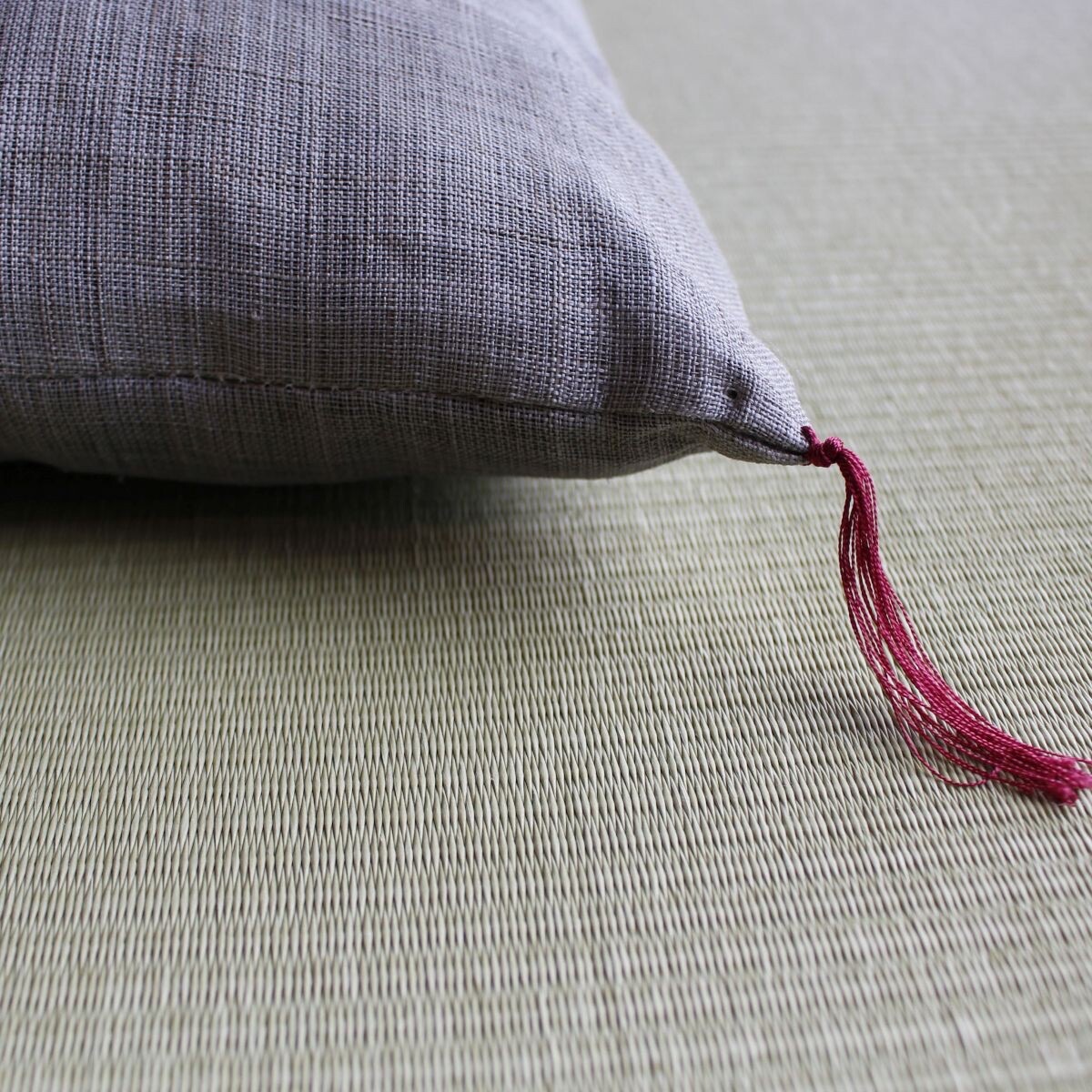 Japanese Linen Tea Cushion (Zabuton), Rabbit Motif, Pine-Soot Charcoal, 16.5 x 17.7 in, Hand-Dyed, Made in Japan — view 8