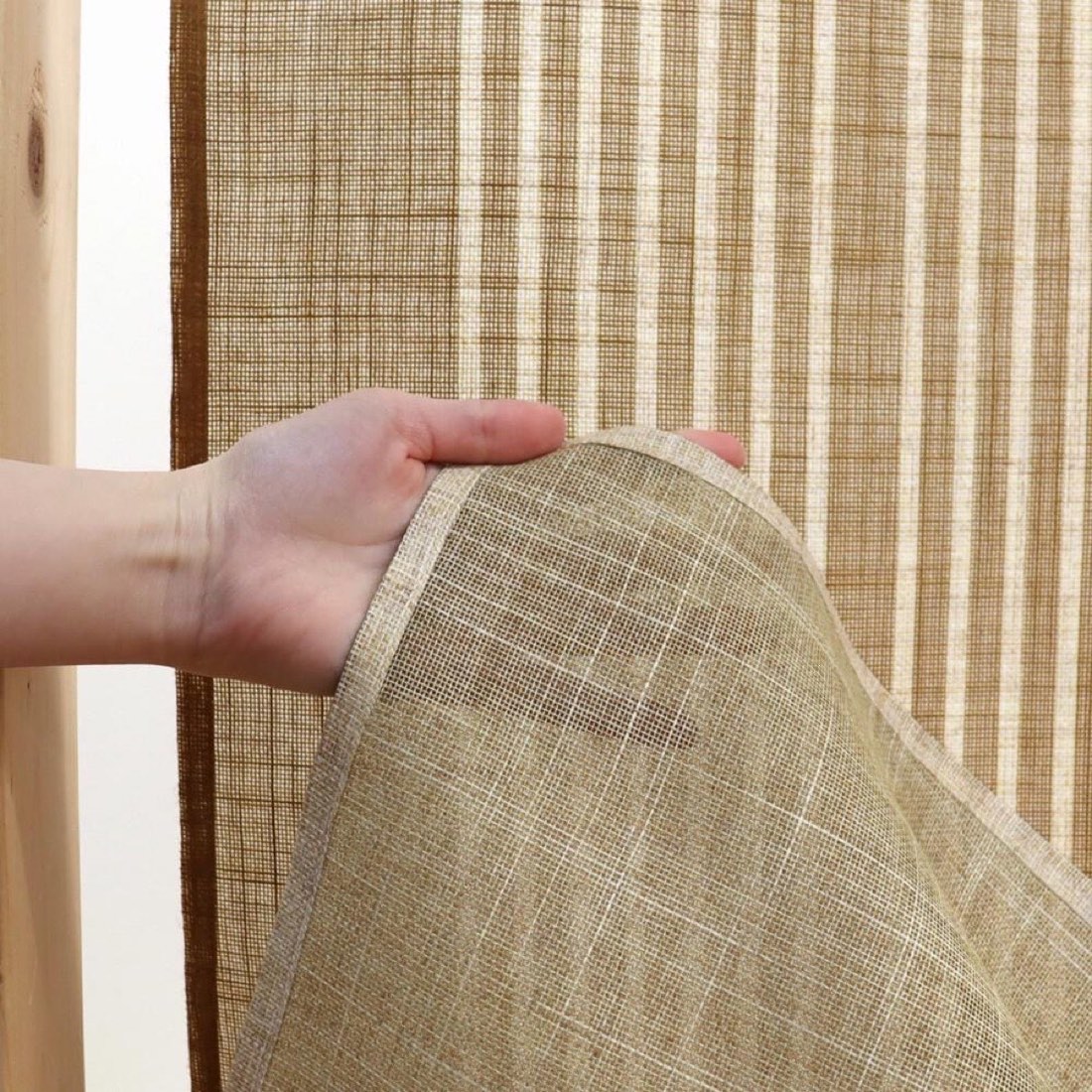 Japanese Noren Curtain, Arrow Feather Hemp Leaf Mustard, 33.5 x 59.1 in — view 5