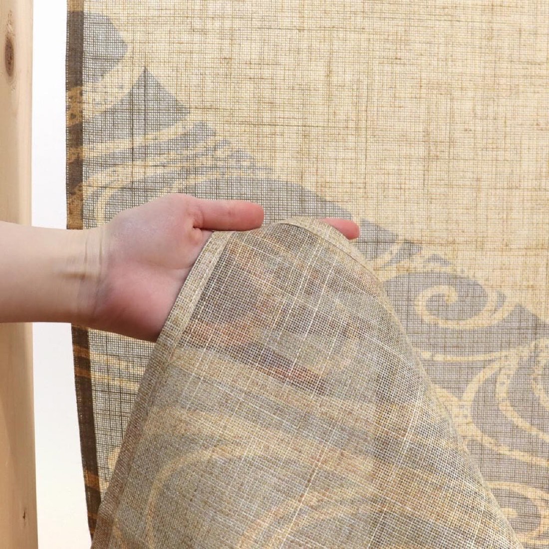 Japanese Noren Curtain, Red Plum Flowing Water Print, 33.5 x 59.1 in — view 4
