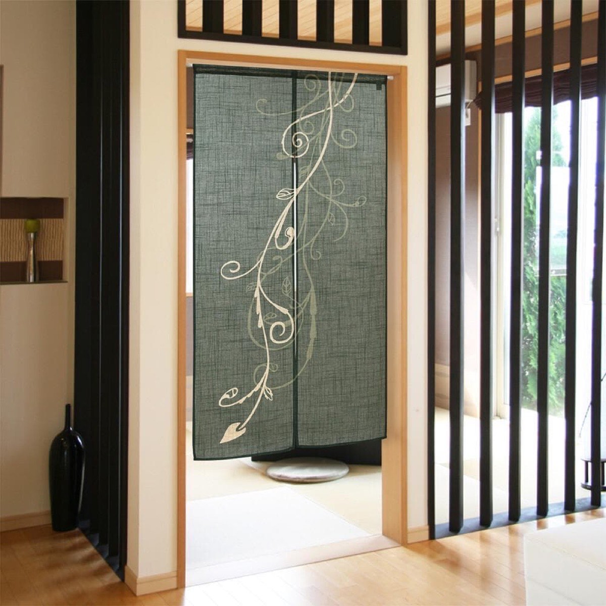 Japanese Noren Door Curtain, Arabesque Pattern, 33.5 x 59.1 in, Made in Japan