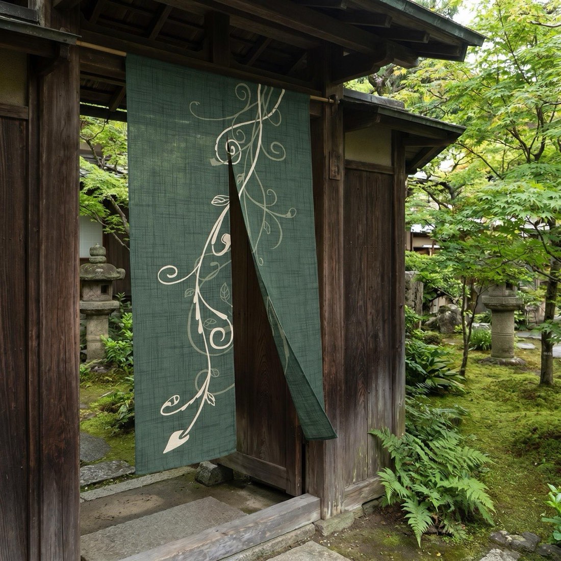 Japanese Noren Door Curtain, Arabesque Pattern, 33.5 x 59.1 in, Made in Japan — view 10