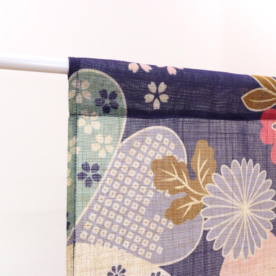 Japanese Noren Door Curtain, Auspicious Flower, 33.5 x 35.4 in, Made in Japan — view 6