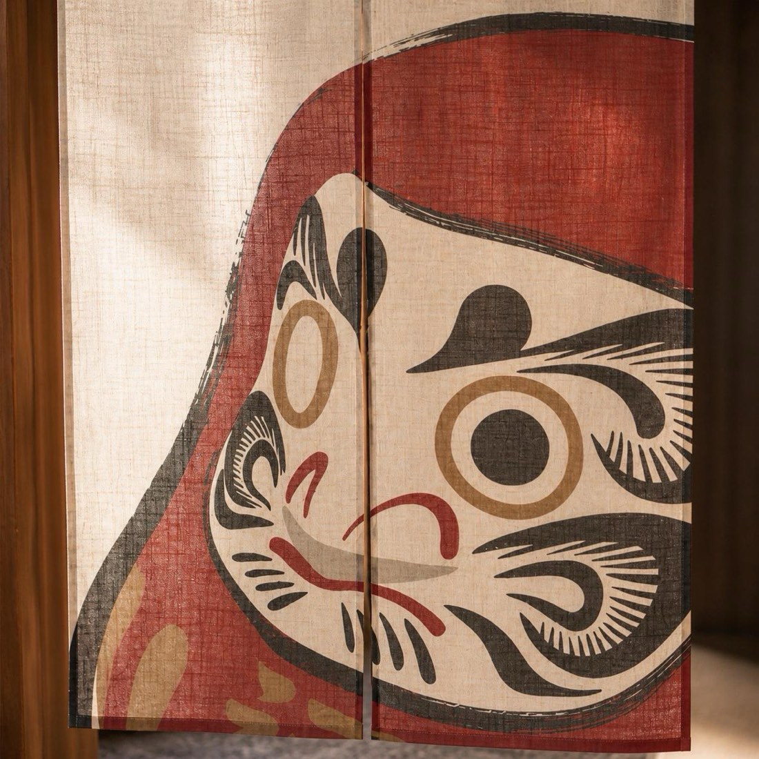 Japanese Noren Door Curtain, Daruma Brushstroke, 33.5 x 59.1 in, Made in Japan — view 9