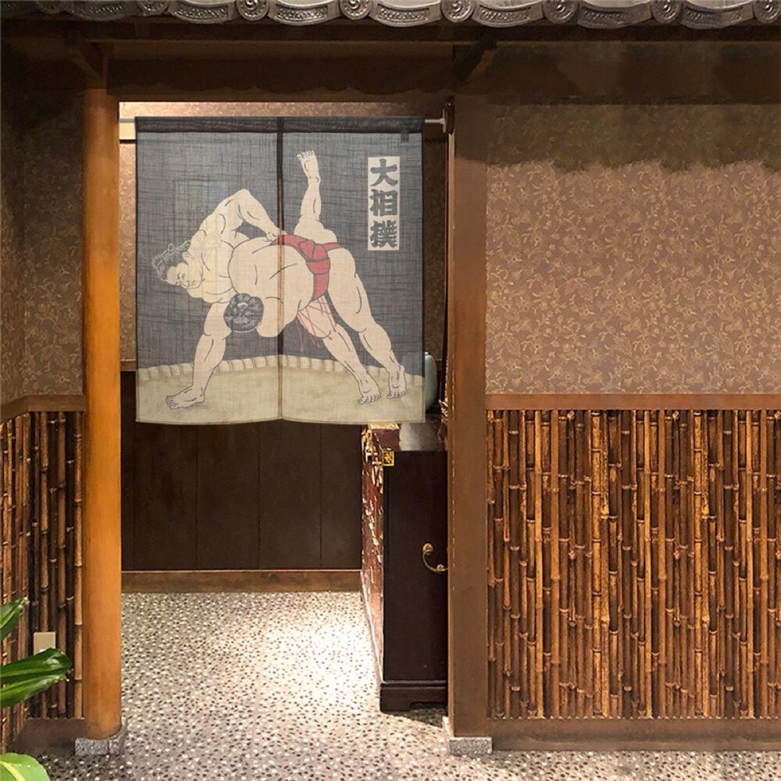 Japanese Noren Door Curtain, Grand Sumo, 33.5 x 35.4 in, Made in Japan — view 9