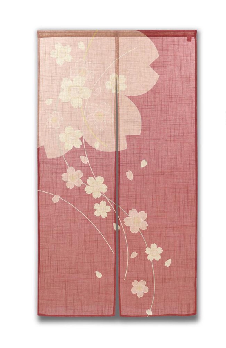 Japanese Noren Door Curtain, Line Sakura, 33.5 x 59.1 in, Made in Japan — view 3
