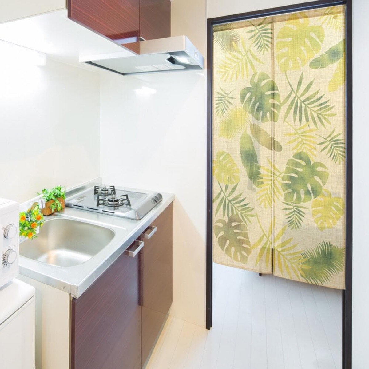 Japanese Noren Door Curtain, Monstera, 33.5 x 59.1 in, Made in Japan — view 10
