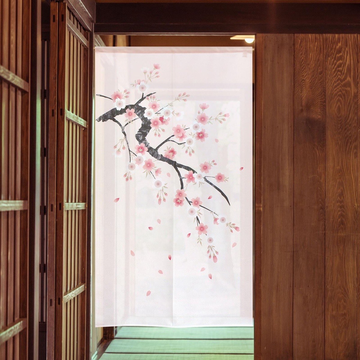 Japanese Noren Door Curtain, Pale Sakura, 33.5 x 59.1 in, Made in Japan — view 8