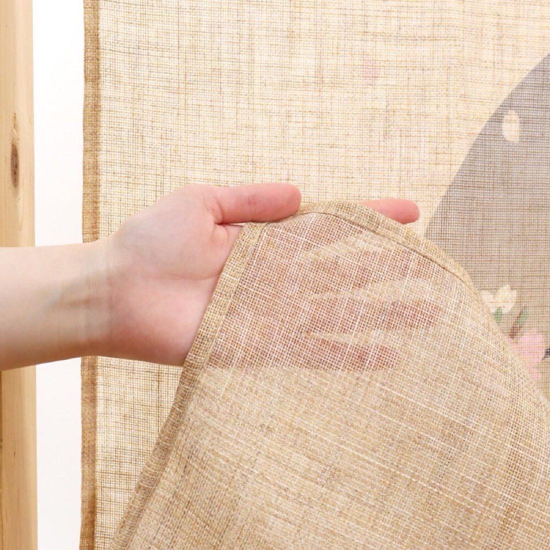 Japanese Noren Door Curtain, Round Window Sakura, 33.5 x 35.4 in, Made in Japan — view 4