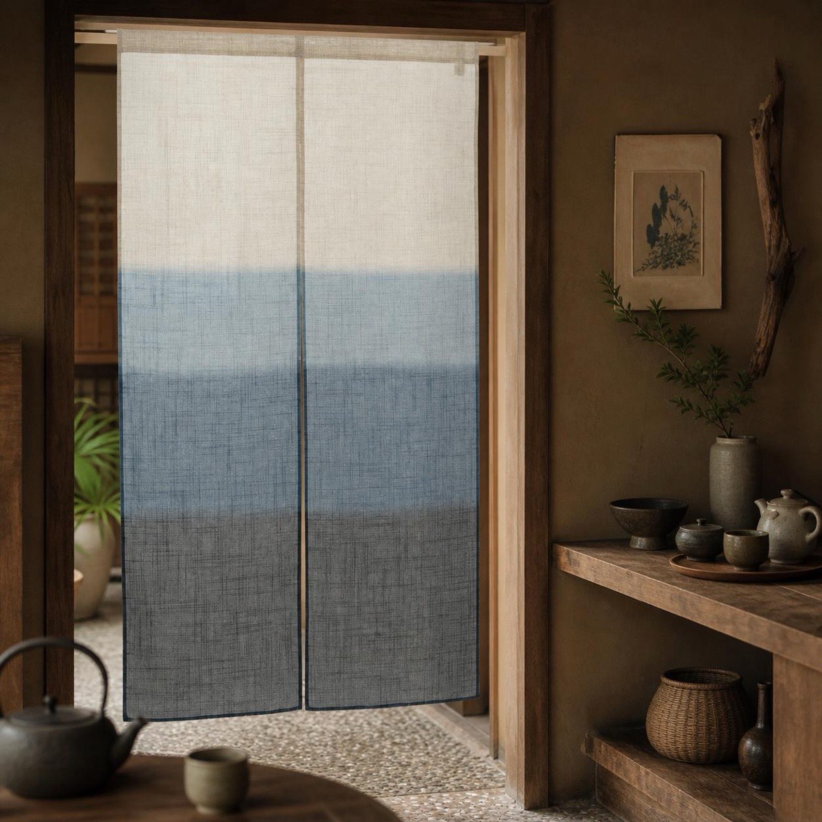 Japanese Noren Door Curtain, Soft Gradient, 33.5 x 59.1 in, Made in Japan — view 8