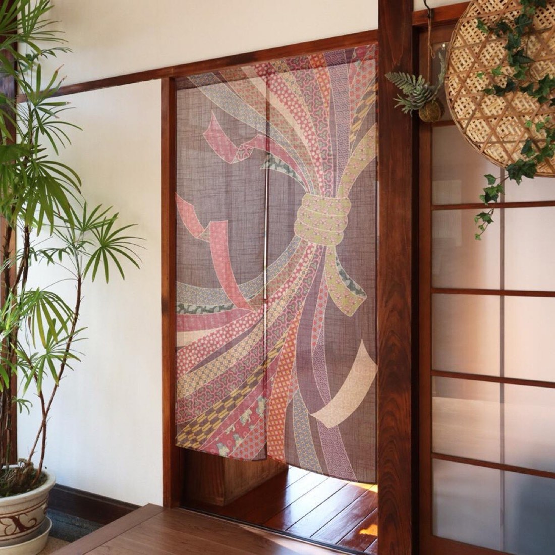 Japanese Noren Door Curtain, Tied Noshi, 33.5 x 59.1 in, Made in Japan — view 9