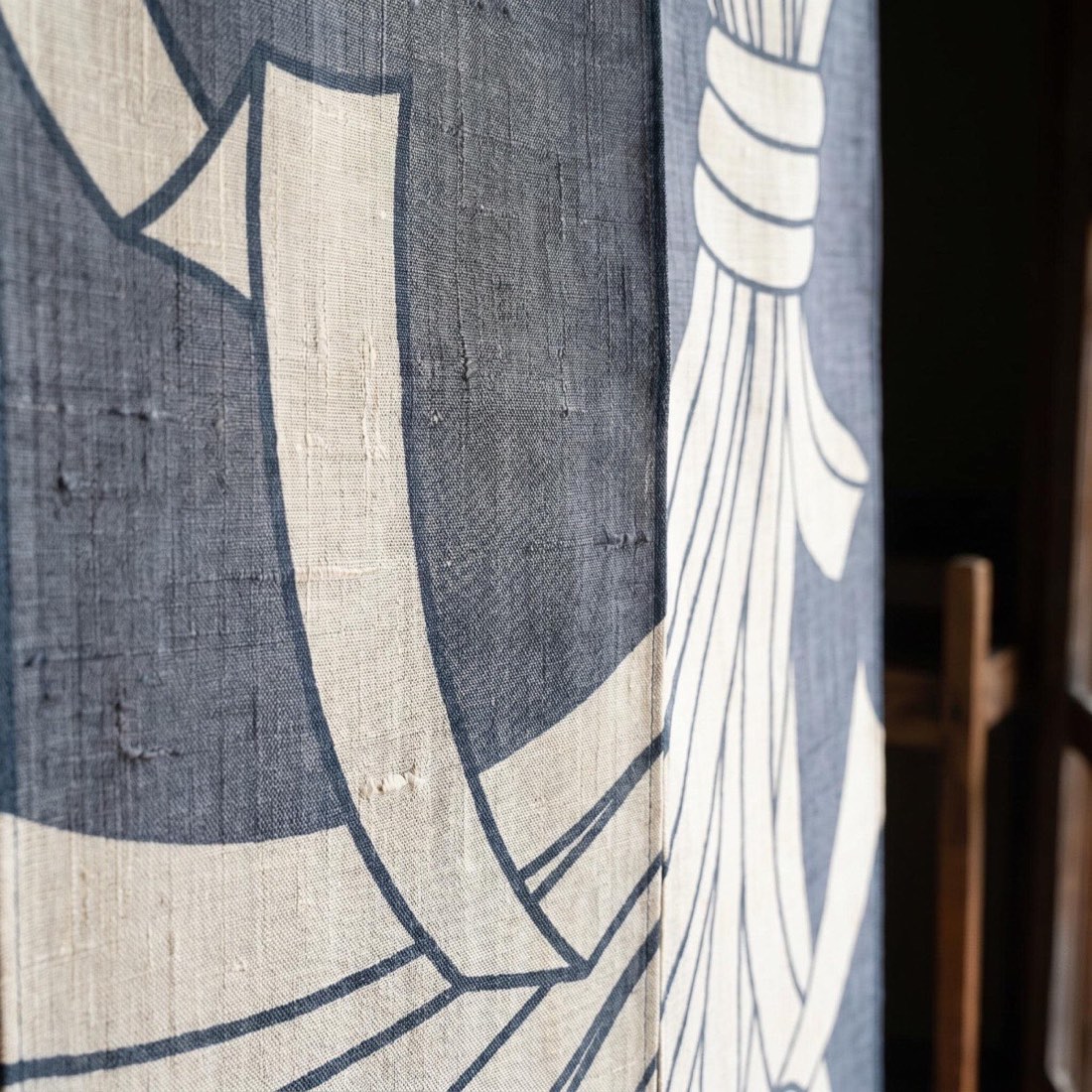 Japanese Noren Door Curtain, Tied Noshi, Navy, 33.5 x 59.1 in, Made in Japan — view 7