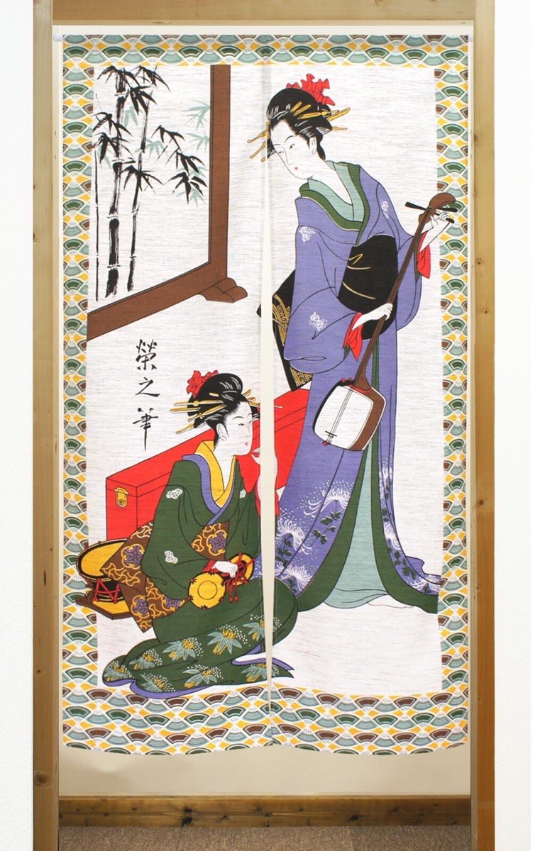 Japanese Noren Door Curtain, Traditional Music, 33.5 x 59.1 in, Made in Japan — view 2