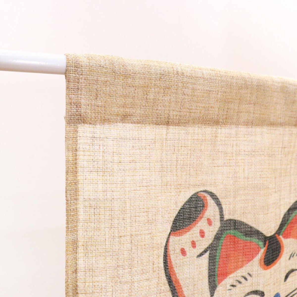 Japanese Noren Door Curtain, Two Beckoning Cats, 33.5 x 35.4 in, Made in Japan — view 7