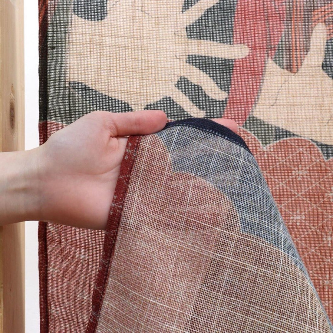 Japanese Noren Door Curtain, Ukiyoe Portrait Duo, 33.5 x 59.1 in, Made in Japan — view 4